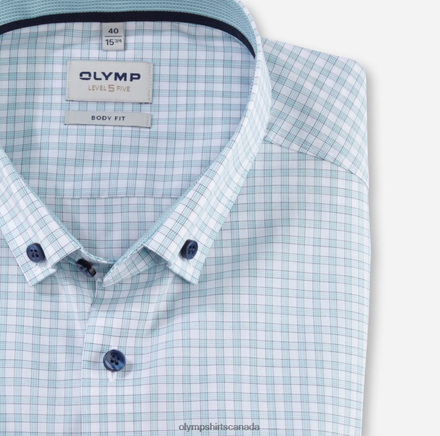 OLYMP Level Five Body Fit Business Shirt Button-Down Emerald H2P42H704 Clothing