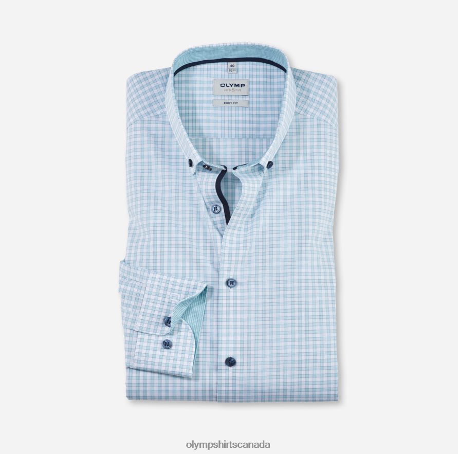OLYMP Level Five Body Fit Business Shirt Button-Down Emerald H2P42H735 Clothing