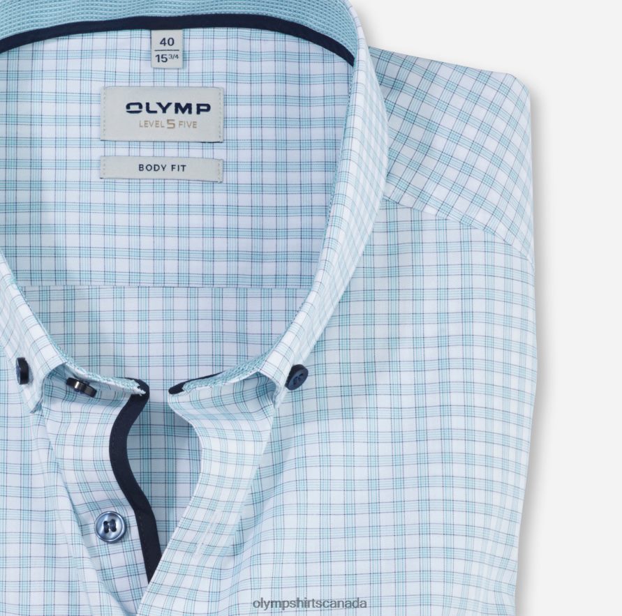 OLYMP Level Five Body Fit Business Shirt Button-Down Emerald H2P42H735 Clothing