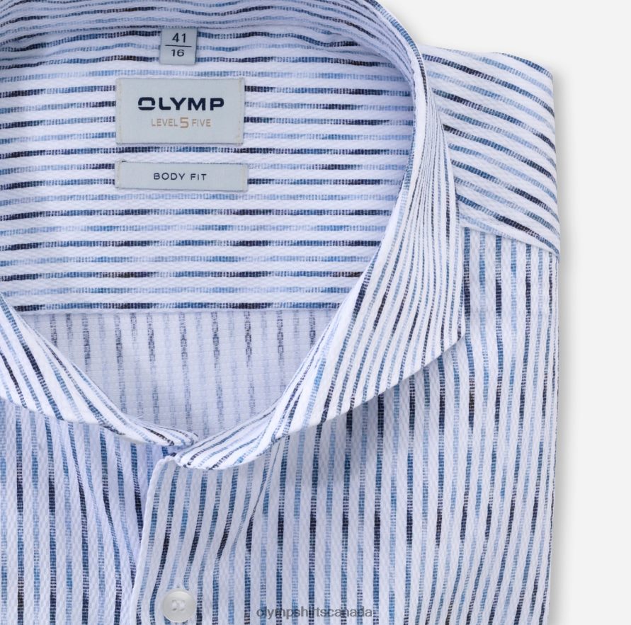 OLYMP Level Five Body Fit Business Shirt Cutaway Bleu H2P42H829 Clothing