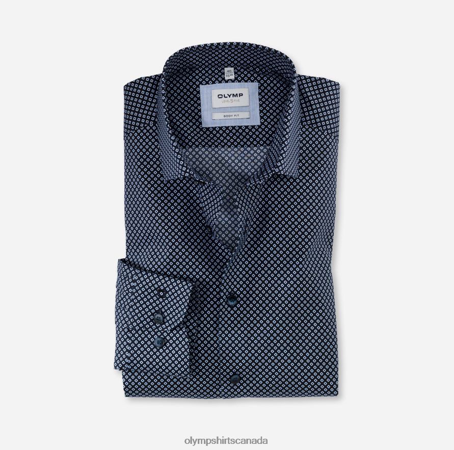 OLYMP Level Five Body Fit Business Shirt Long Sleeve Extra Long Modern Kent Bleu H2P42H906 Clothing