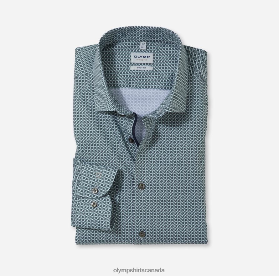OLYMP Level Five Body Fit Business Shirt Long Sleeve Extra Long Modern Kent Olive H2P42H879 Clothing