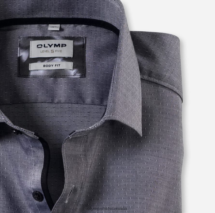 OLYMP Level Five Body Fit Business Shirt Modern Kent Black H2P42H680 Clothing