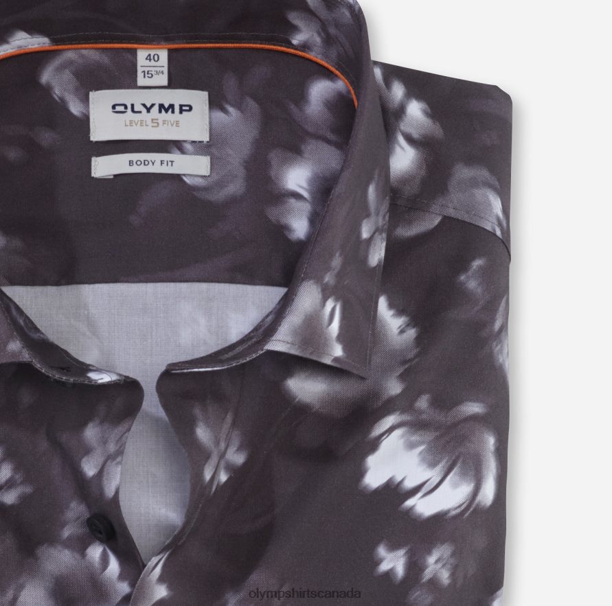 OLYMP Level Five Body Fit Business Shirt Modern Kent Black H2P42H703 Clothing