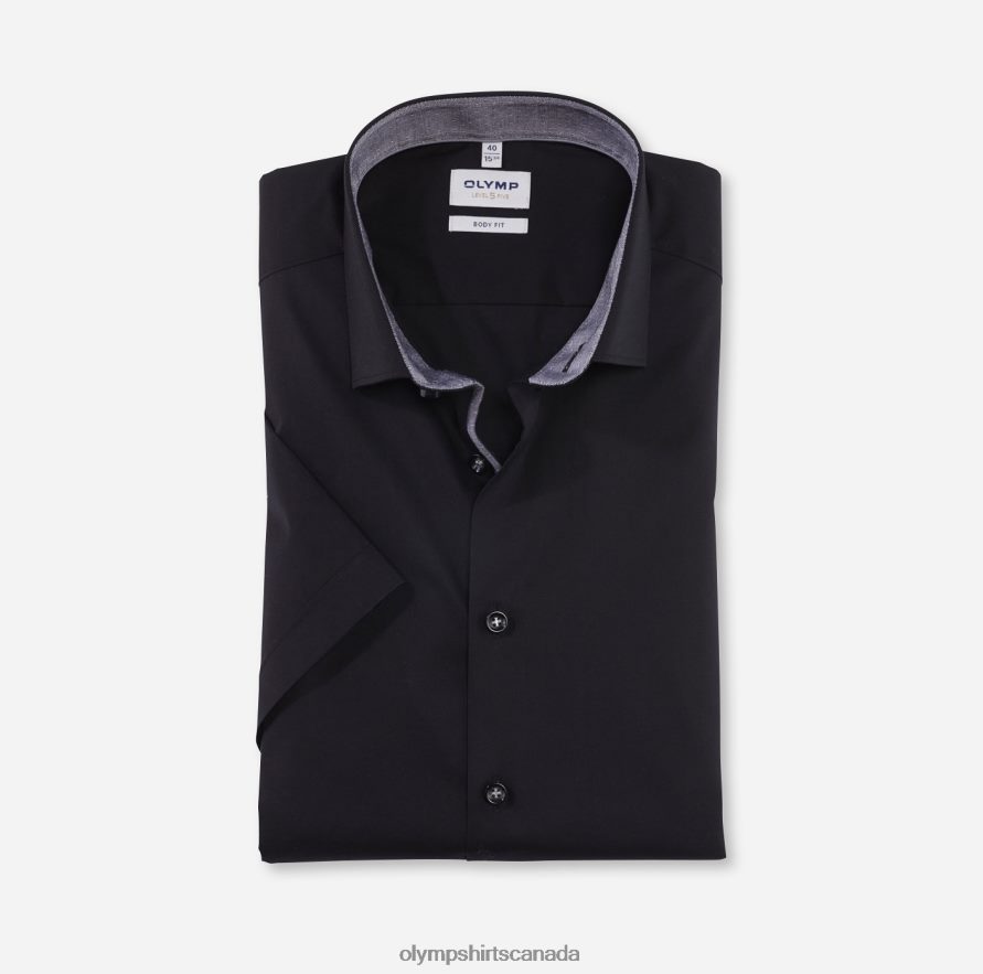 OLYMP Level Five Body Fit Business Shirt Modern Kent Black H2P42H718 Clothing