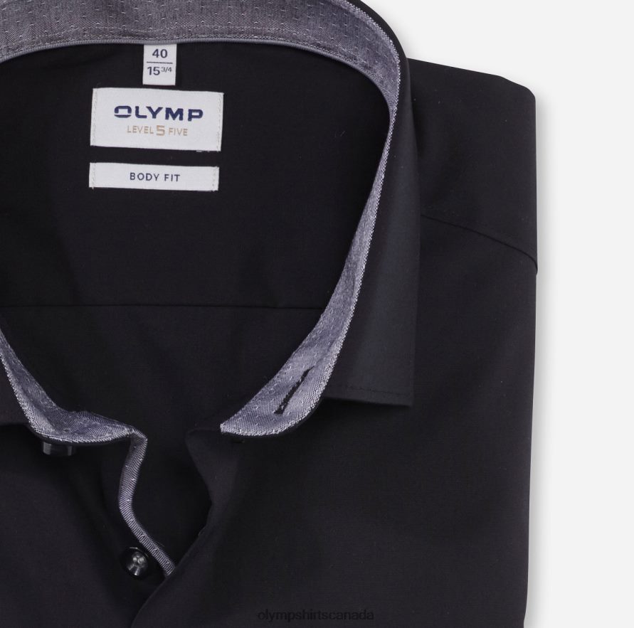 OLYMP Level Five Body Fit Business Shirt Modern Kent Black H2P42H718 Clothing