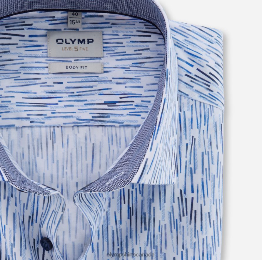 OLYMP Level Five Body Fit Business Shirt Modern Kent Bleu H2P42H612 Clothing