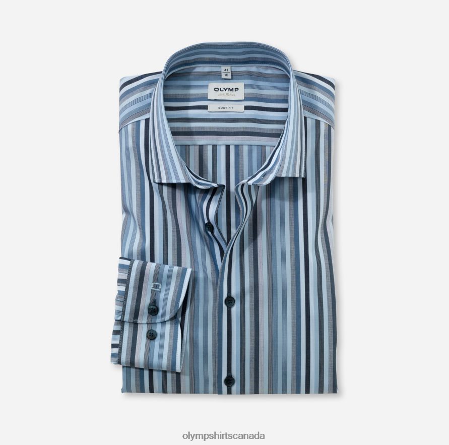 OLYMP Level Five Body Fit Business Shirt Modern Kent Bleu H2P42H644 Clothing