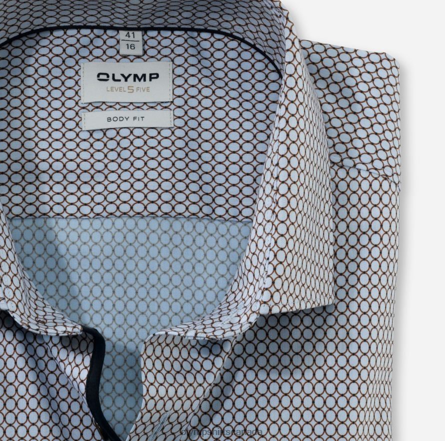 OLYMP Level Five Body Fit Business Shirt Modern Kent Brown H2P42H746 Clothing