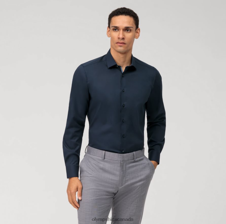 OLYMP Level Five Body Fit Business Shirt Modern Kent Cobalt H2P42H513 Clothing