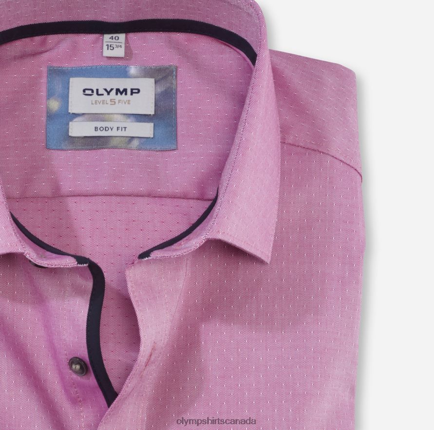 OLYMP Level Five Body Fit Business Shirt Modern Kent Fuchsia H2P42H597 Clothing