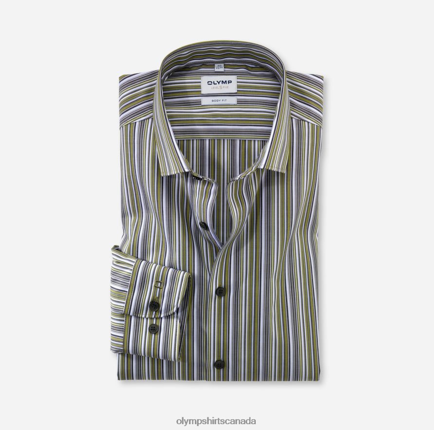 OLYMP Level Five Body Fit Business Shirt Modern Kent Lime Green H2P42H724 Clothing