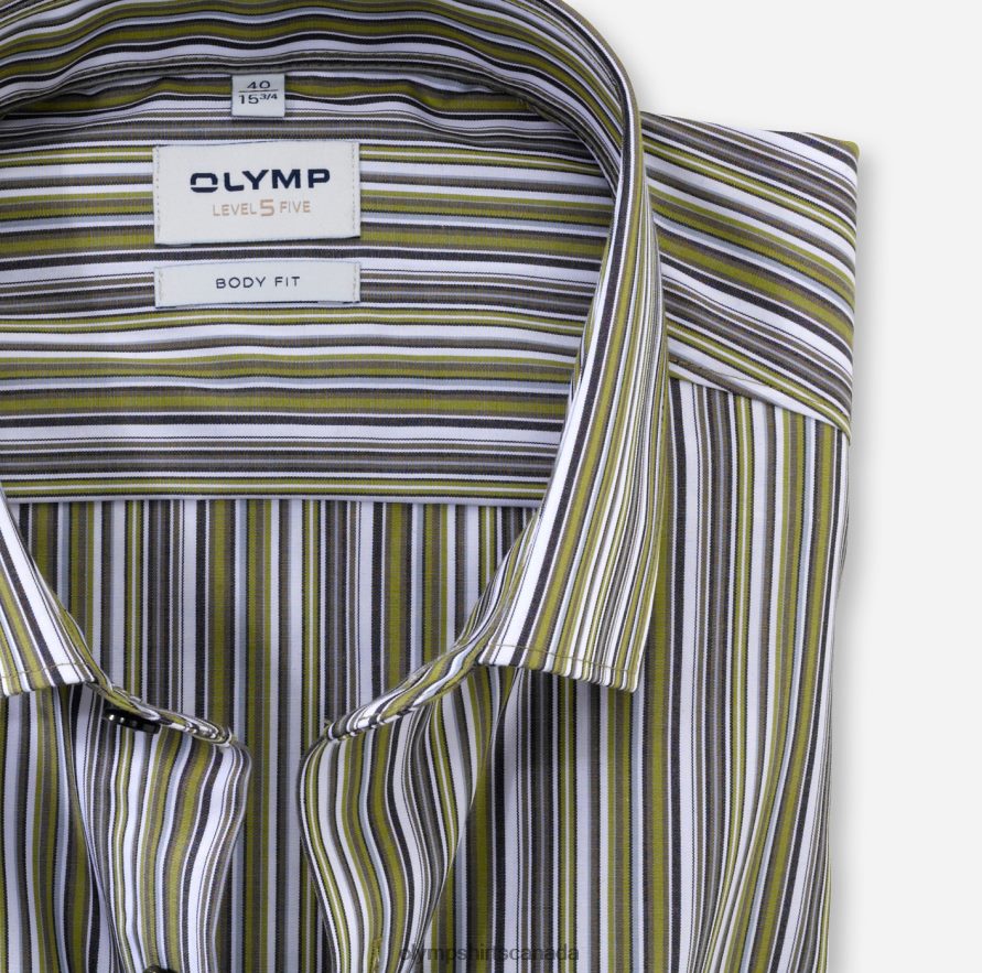 OLYMP Level Five Body Fit Business Shirt Modern Kent Lime Green H2P42H724 Clothing