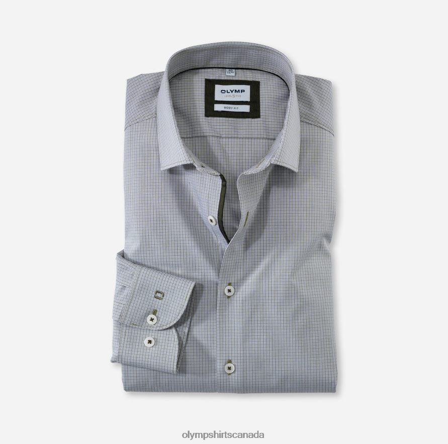 OLYMP Level Five Body Fit Business Shirt Modern Kent Lime Green H2P42H824 Clothing