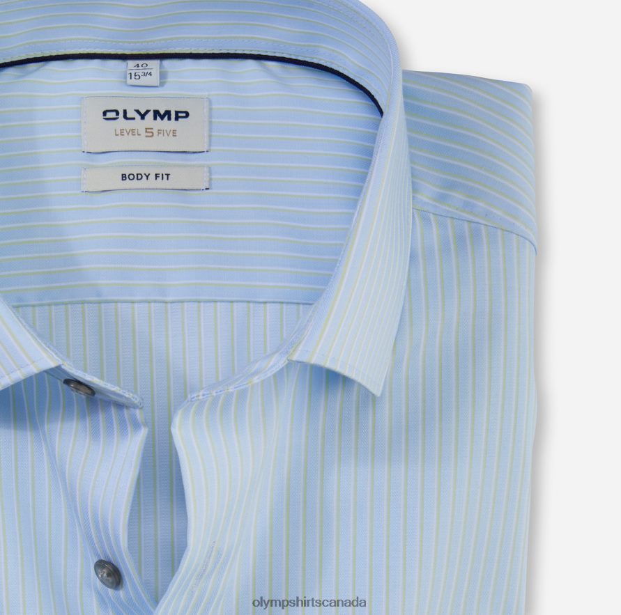 OLYMP Level Five Body Fit Business Shirt Modern Kent Lime H2P42H599 Clothing
