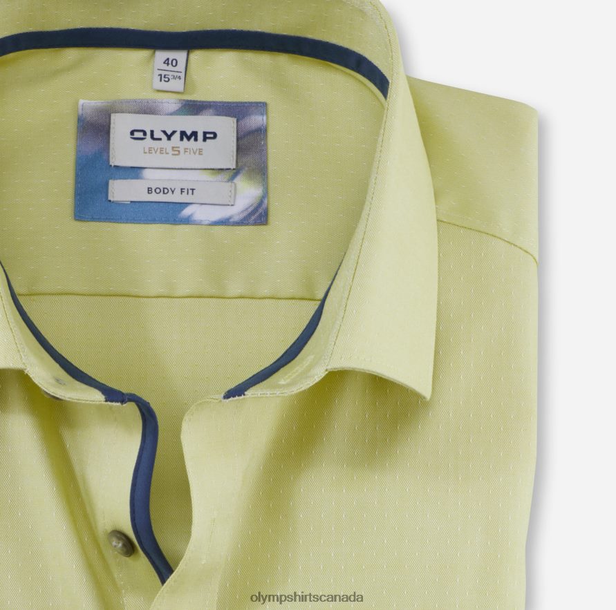 OLYMP Level Five Body Fit Business Shirt Modern Kent Lime H2P42H616 Clothing