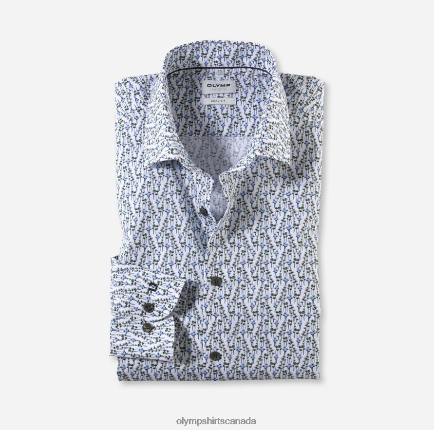 OLYMP Level Five Body Fit Business Shirt Modern Kent Lime H2P42H764 Clothing