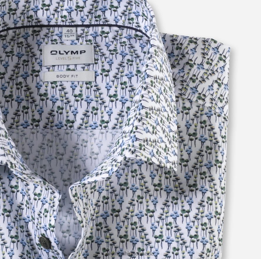 OLYMP Level Five Body Fit Business Shirt Modern Kent Lime H2P42H764 Clothing