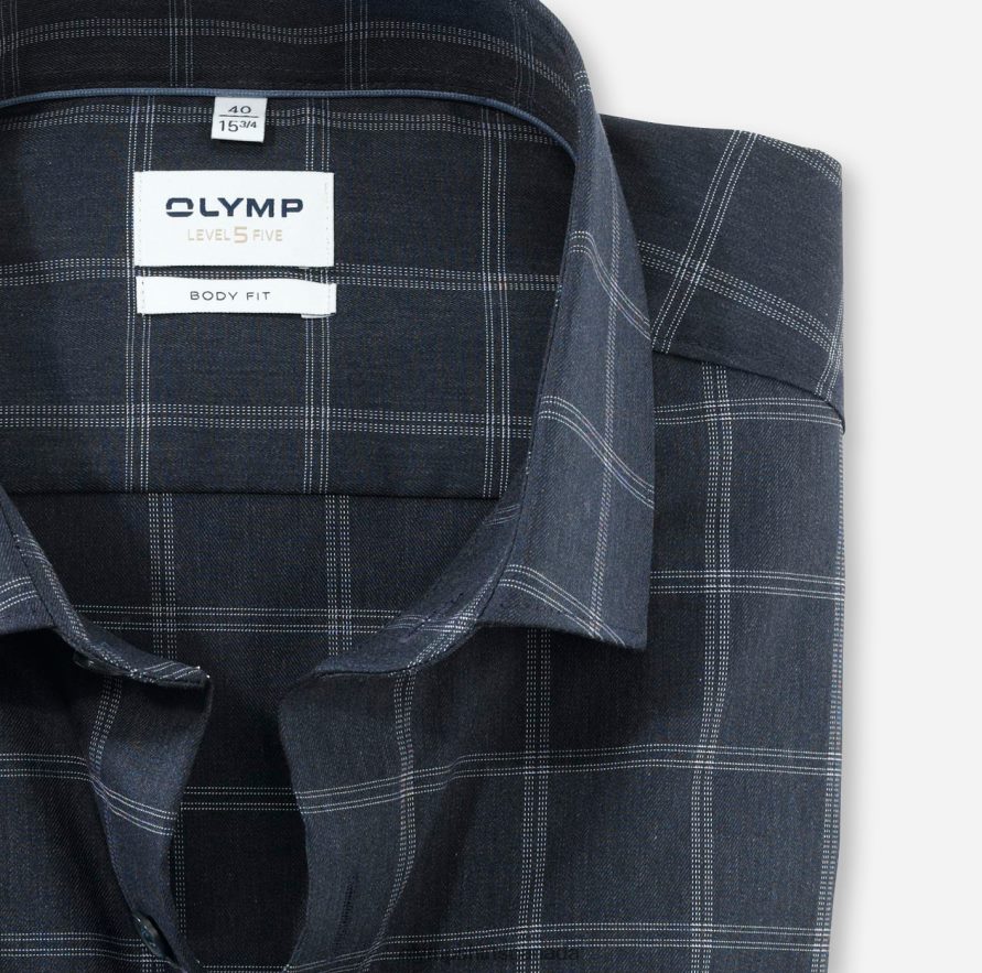 OLYMP Level Five Body Fit Business Shirt Modern Kent Marine H2P42H620 Clothing