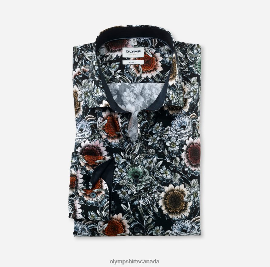 OLYMP Level Five Body Fit Business Shirt Modern Kent Marine H2P42H646 Clothing