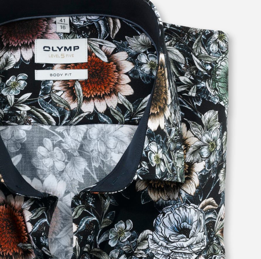 OLYMP Level Five Body Fit Business Shirt Modern Kent Marine H2P42H646 Clothing