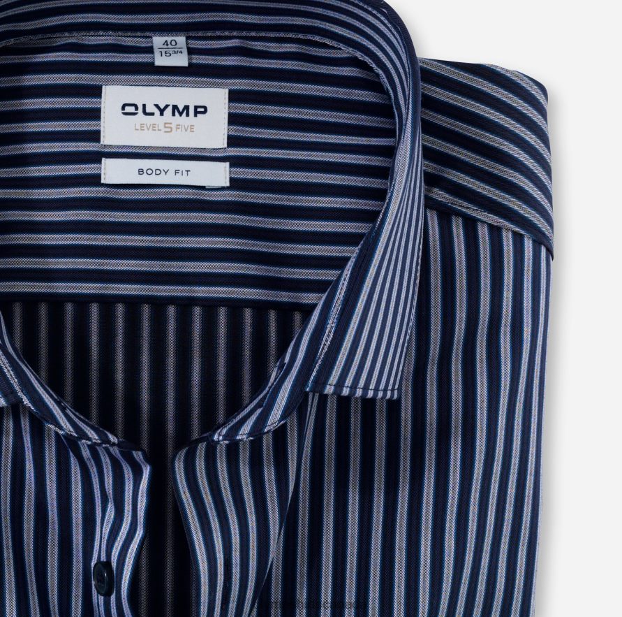 OLYMP Level Five Body Fit Business Shirt Modern Kent Marine H2P42H823 Clothing
