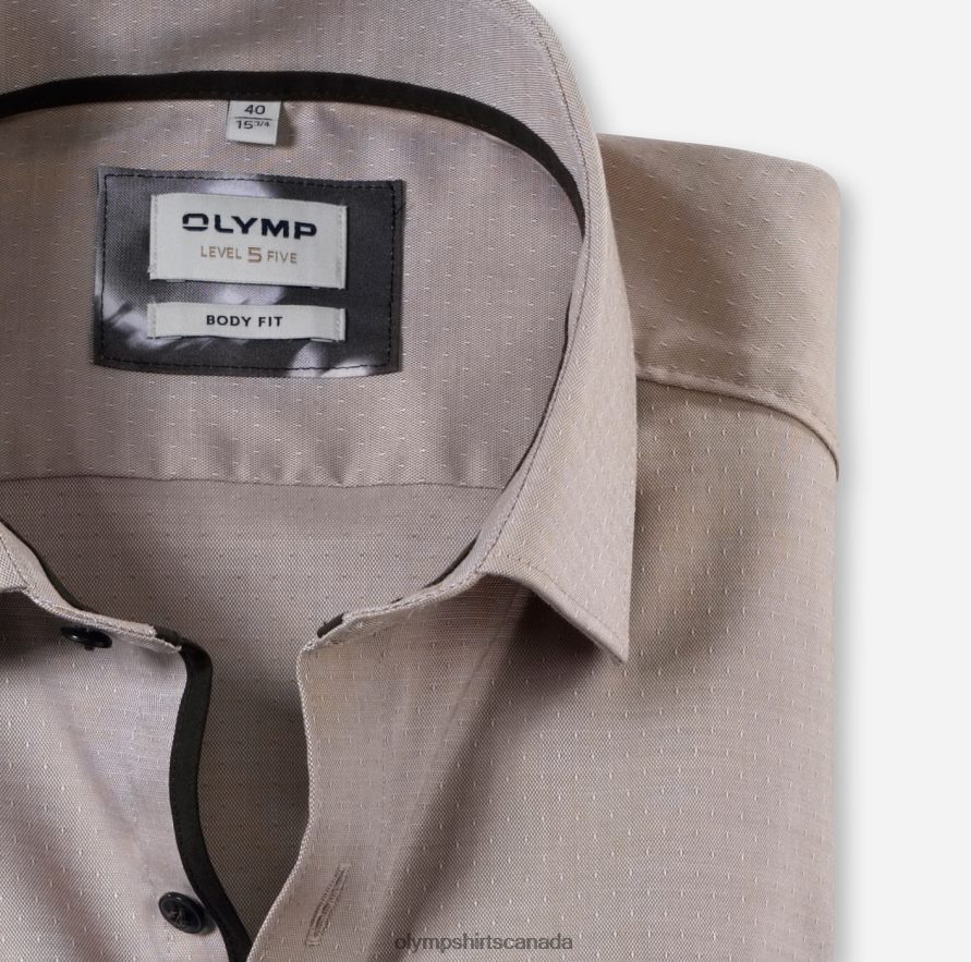 OLYMP Level Five Body Fit Business Shirt Modern Kent Natural H2P42H353 Clothing