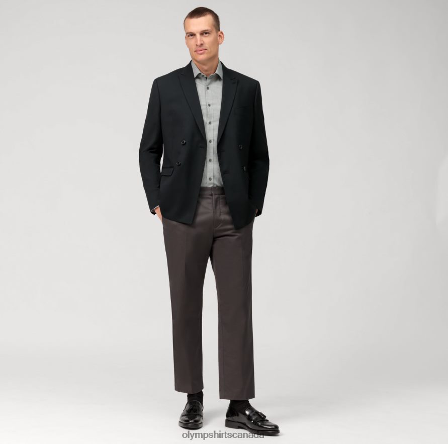 OLYMP Level Five Body Fit Business Shirt Modern Kent Olive H2P42H462 Clothing