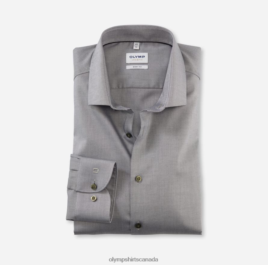 OLYMP Level Five Body Fit Business Shirt Modern Kent Olive H2P42H488 Clothing