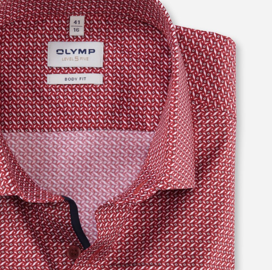 OLYMP Level Five Body Fit Business Shirt Modern Kent Red H2P42H539 Clothing