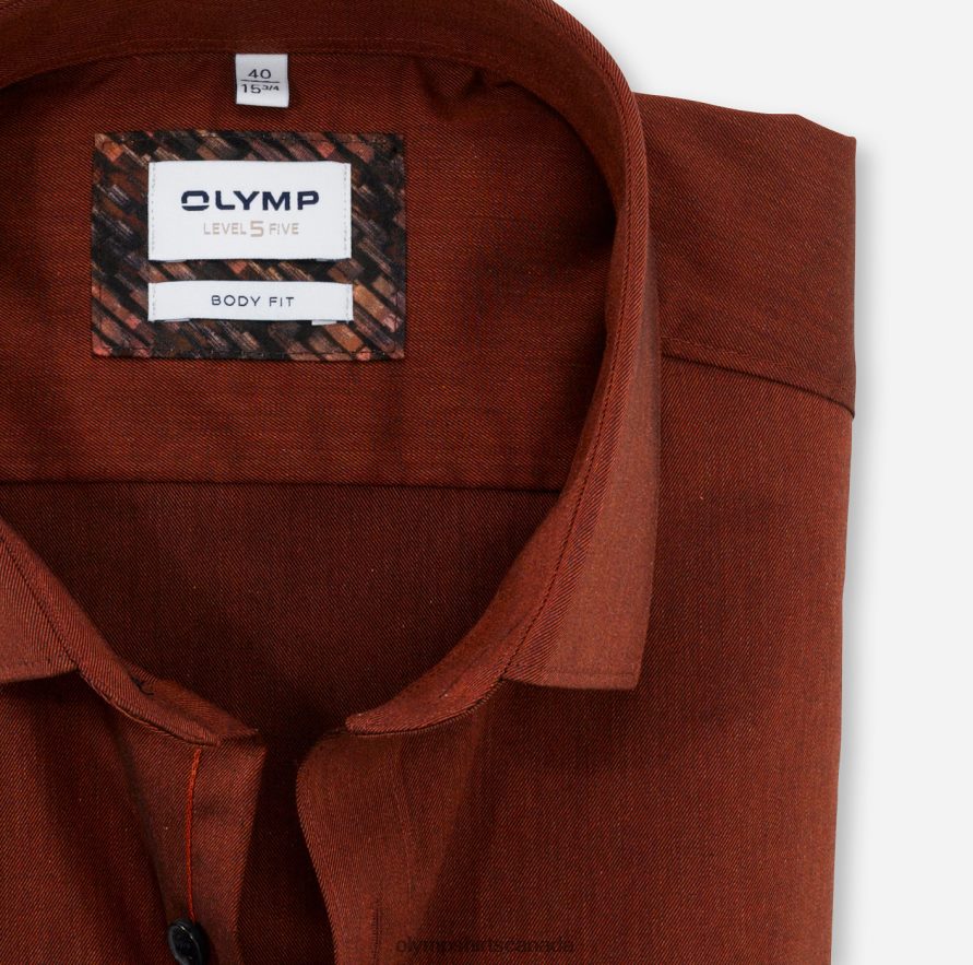 OLYMP Level Five Body Fit Business Shirt Modern Kent Red Orange H2P42H801 Clothing