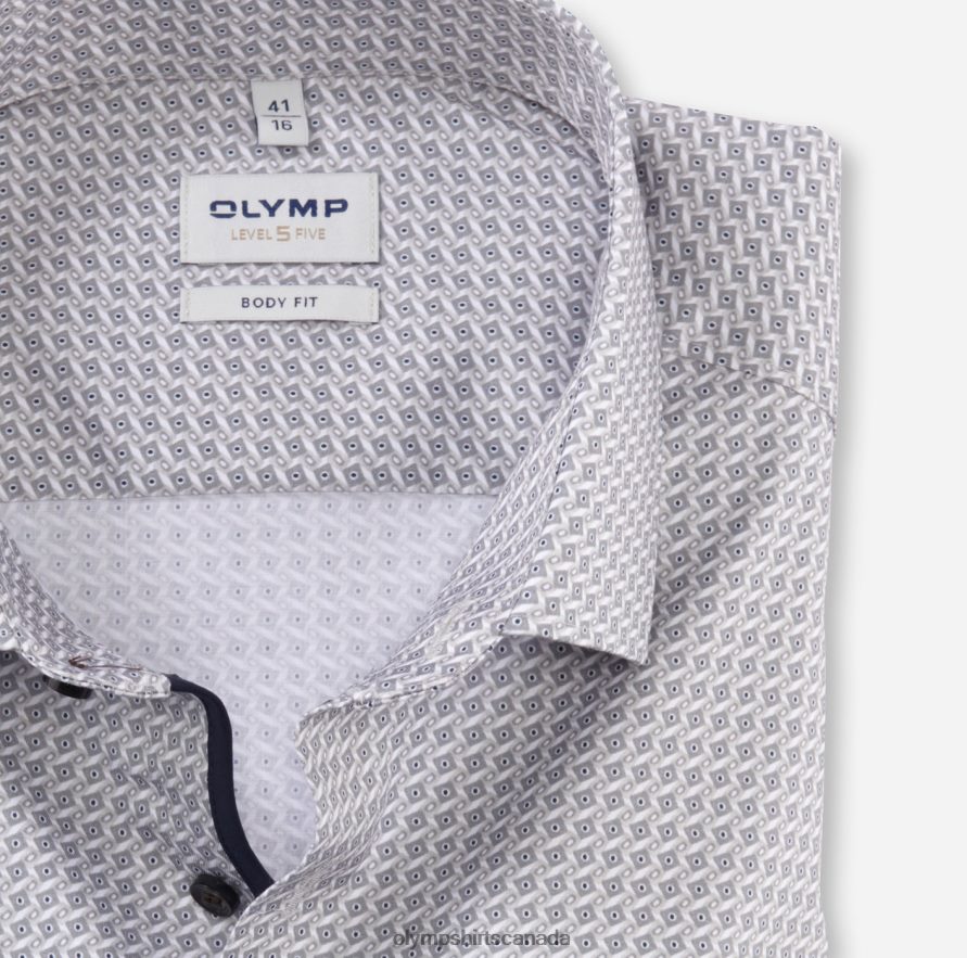 OLYMP Level Five Body Fit Business Shirt Modern Kent Taupe H2P42H515 Clothing