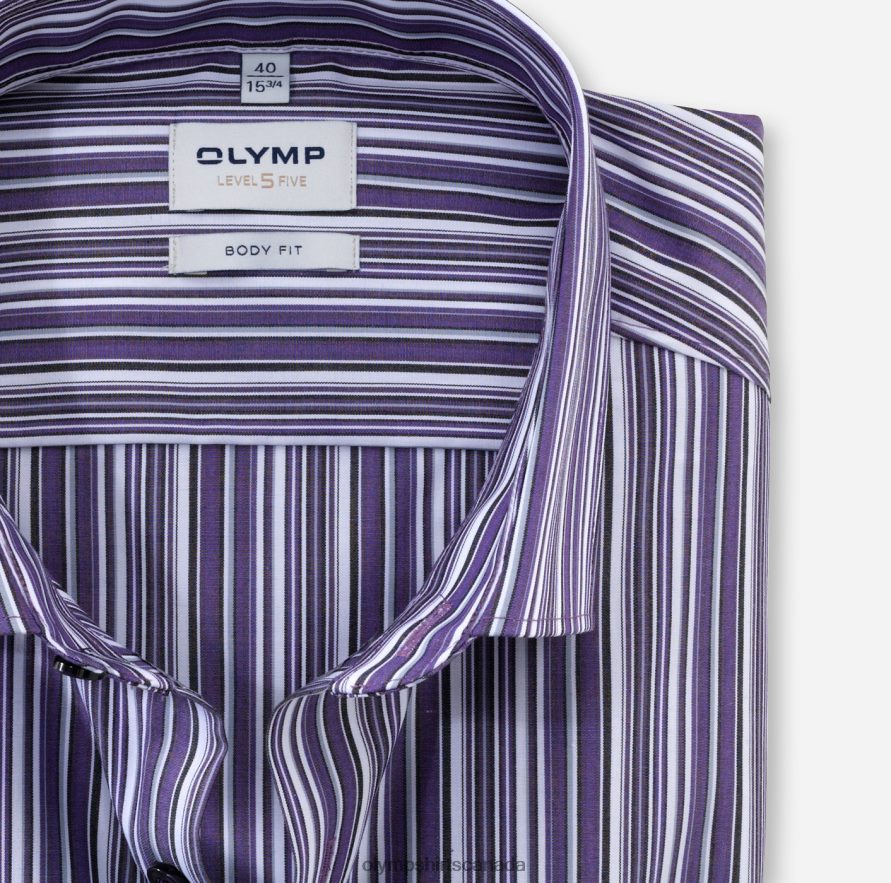 OLYMP Level Five Body Fit Business Shirt Modern Kent Viola H2P42H705 Clothing