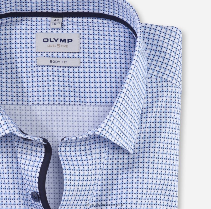 OLYMP Level Five Body Fit Business Shirt New York Kent Bleu H2P42H428 Clothing