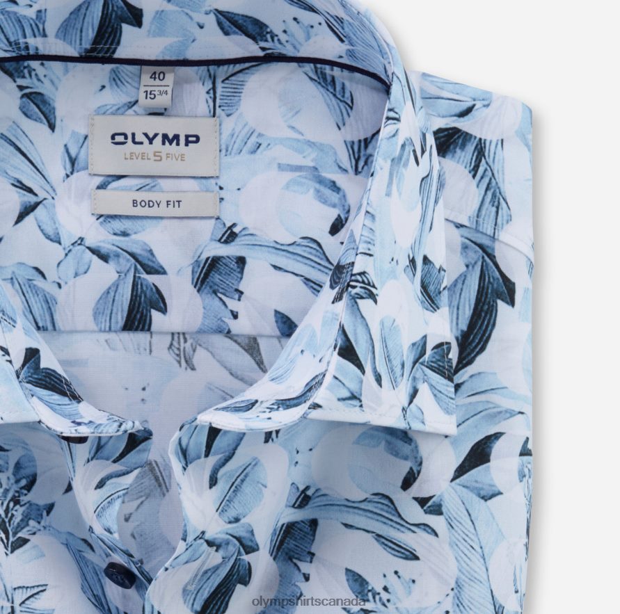 OLYMP Level Five Body Fit Business Shirt New York Kent Bleu H2P42H664 Clothing