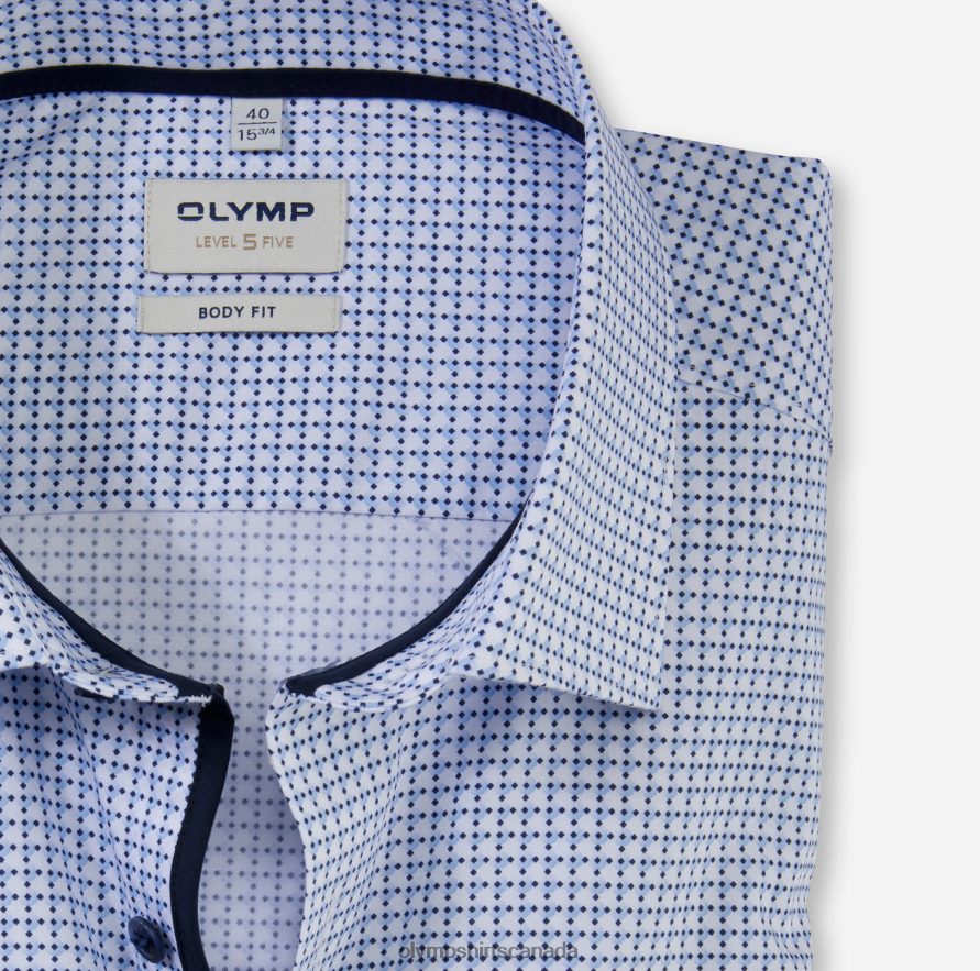 OLYMP Level Five Body Fit Business Shirt New York Kent Bleu H2P42H685 Clothing