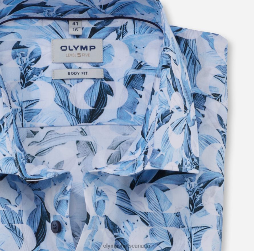 OLYMP Level Five Body Fit Business Shirt New York Kent Bleu H2P42H728 Clothing