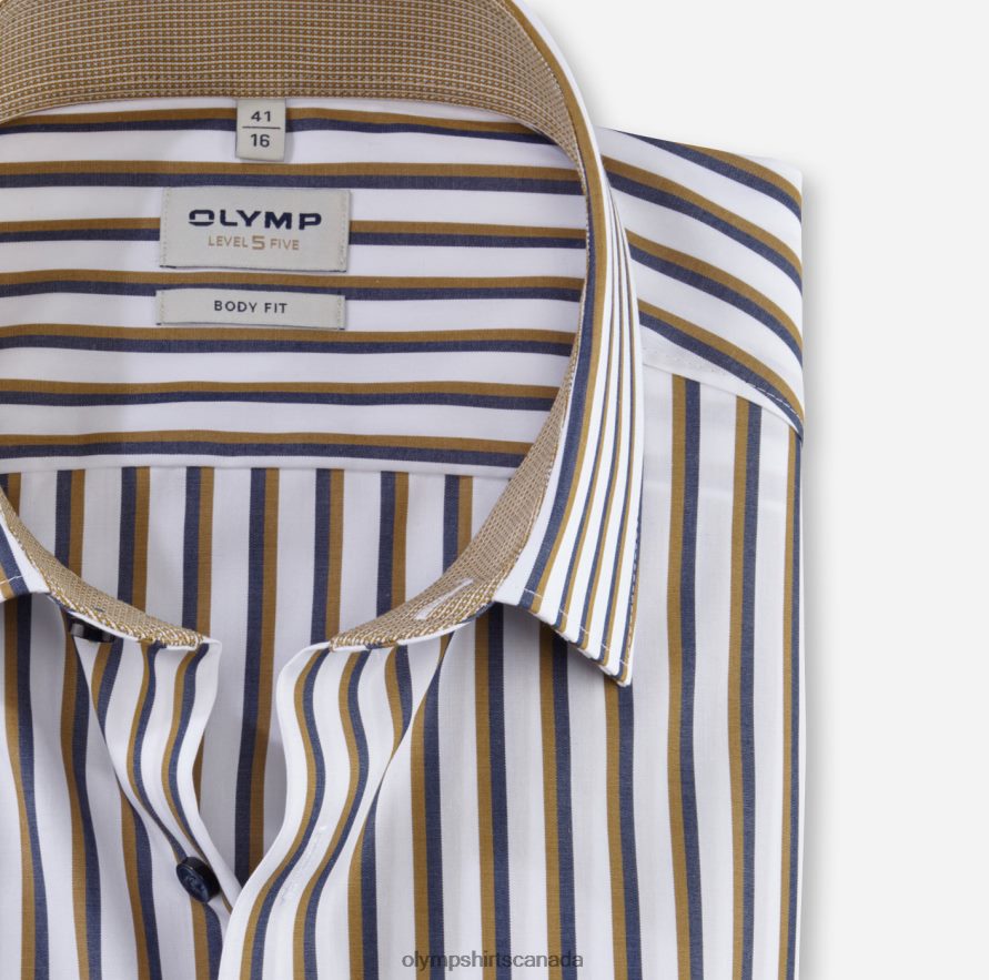 OLYMP Level Five Body Fit Business Shirt New York Kent Brass H2P42H792 Clothing