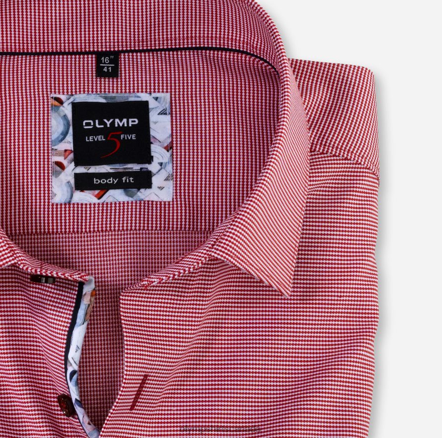 OLYMP Level Five Body Fit Business Shirt New York Kent Brick Red H2P42H827 Clothing