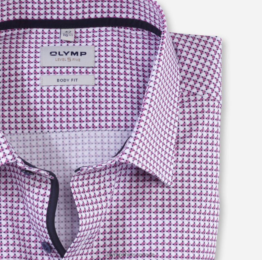 OLYMP Level Five Body Fit Business Shirt New York Kent Fuchsia H2P42H399 Clothing