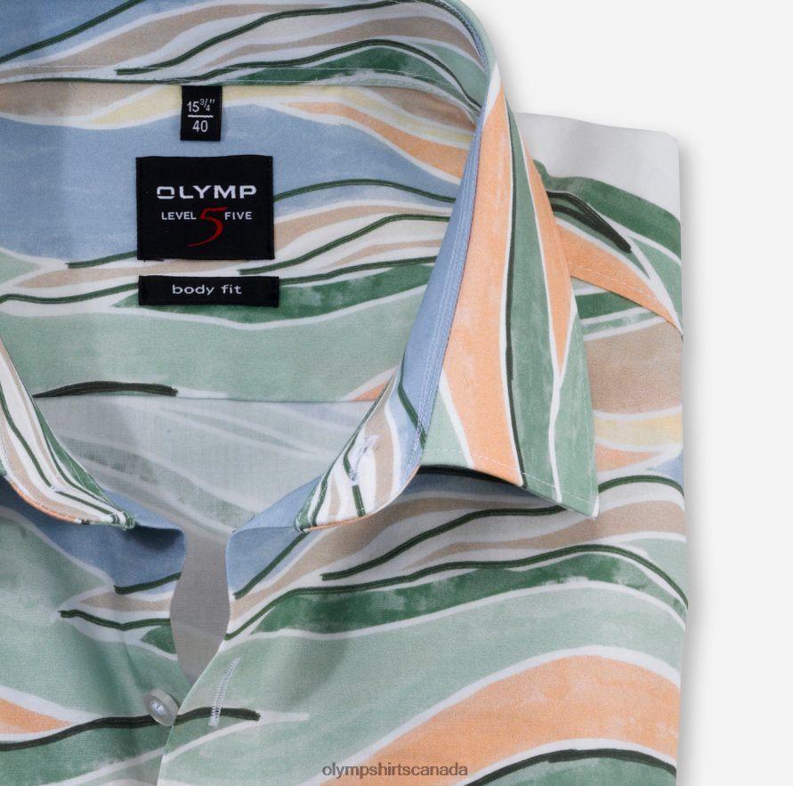 OLYMP Level Five Body Fit Business Shirt New York Kent Green H2P42H682 Clothing