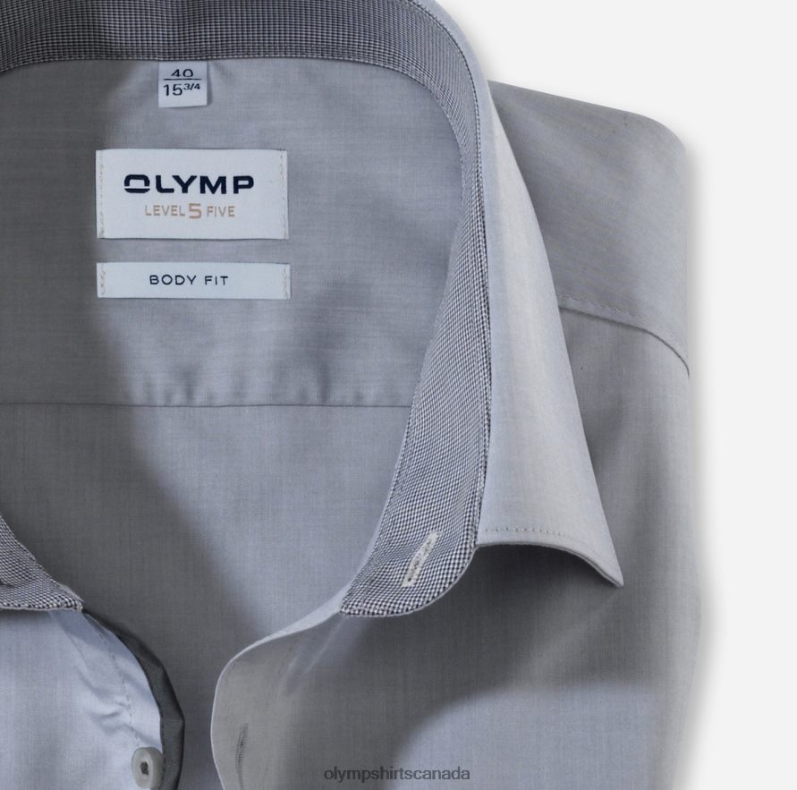 OLYMP Level Five Body Fit Business Shirt New York Kent Medium Grey H2P42H472 Clothing