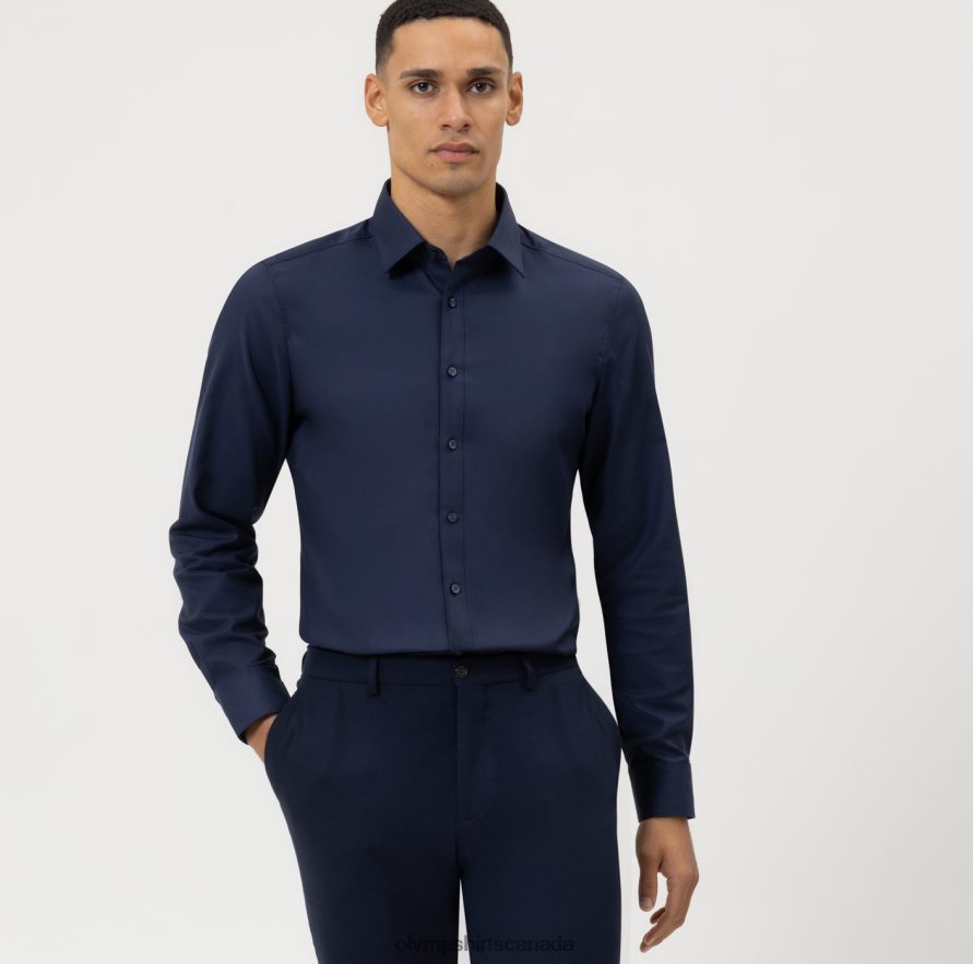 OLYMP Level Five Body Fit Business Shirt New York Kent Midnight Blue H2P42H495 Clothing