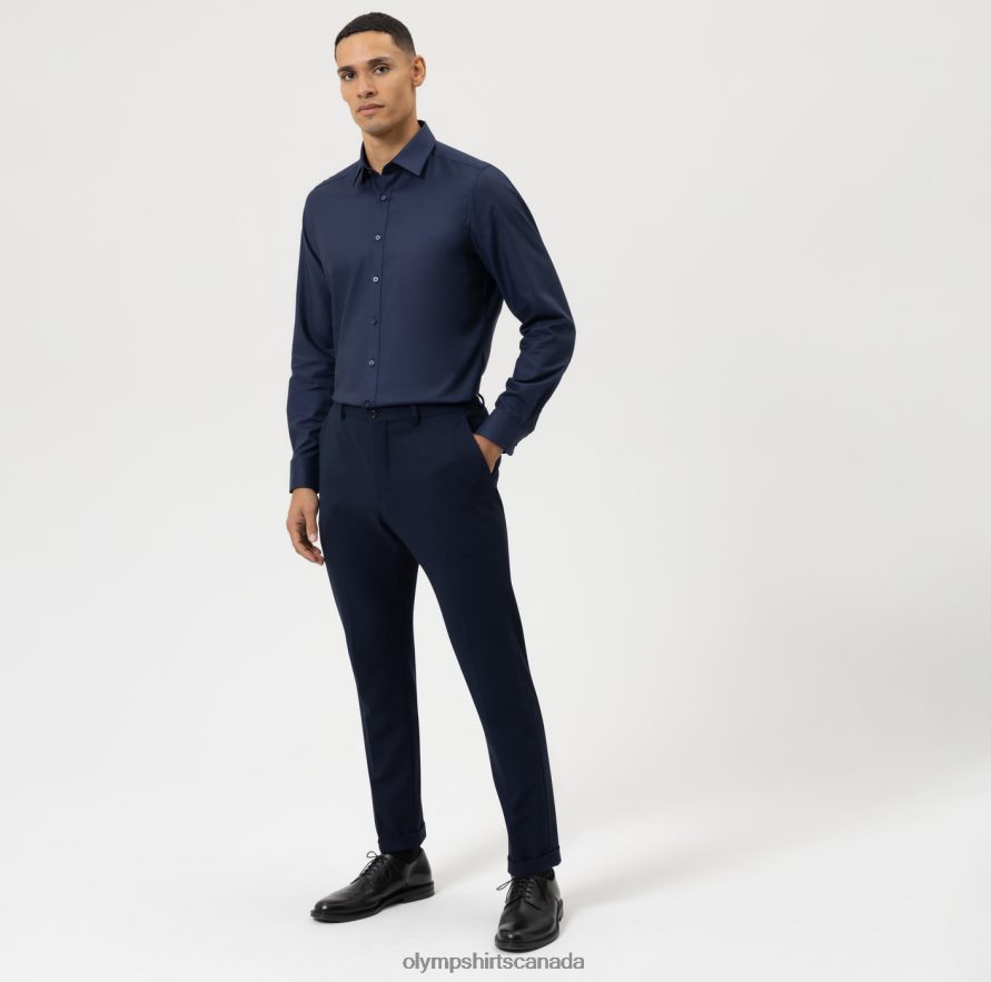 OLYMP Level Five Body Fit Business Shirt New York Kent Midnight Blue H2P42H495 Clothing