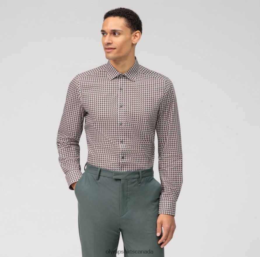 OLYMP Level Five Body Fit Business Shirt New York Kent Olive H2P42H479 Clothing