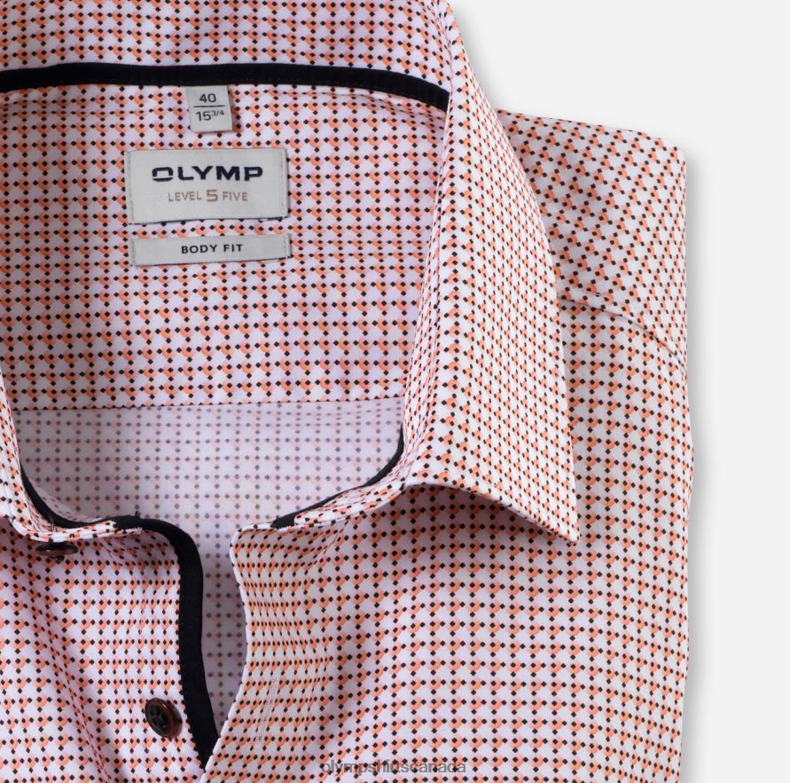 OLYMP Level Five Body Fit Business Shirt New York Kent Orange H2P42H603 Clothing
