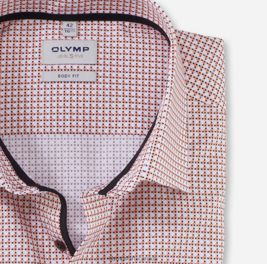 OLYMP Level Five Body Fit Business Shirt New York Kent Orange H2P42H637 Clothing