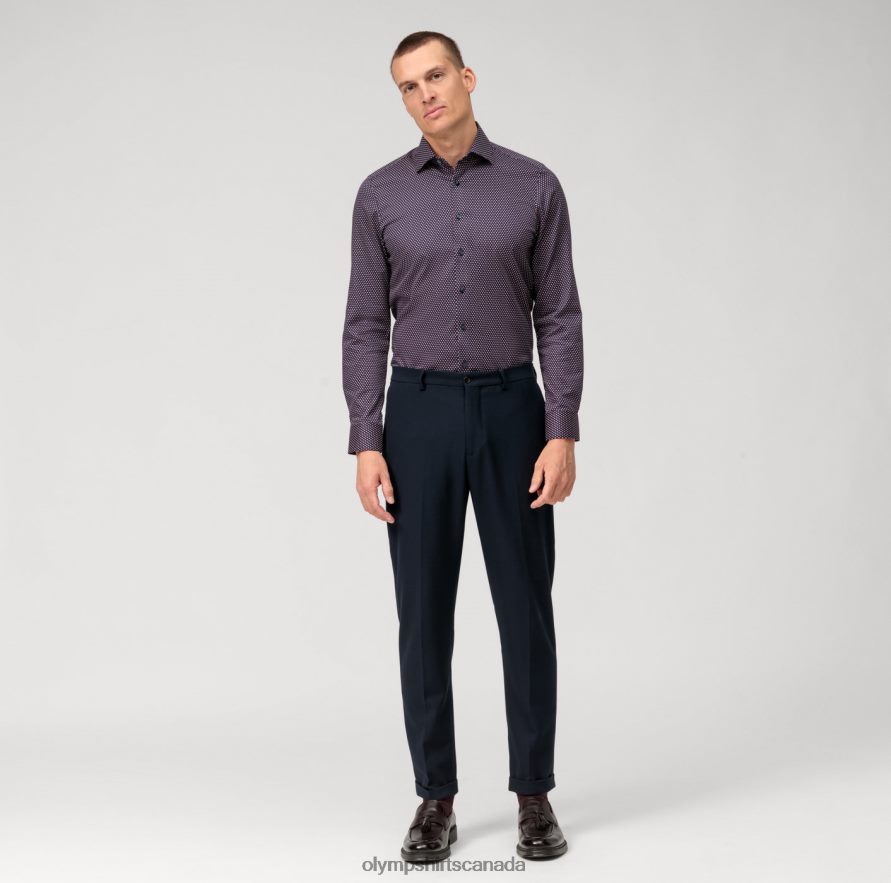 OLYMP Level Five Body Fit Business Shirt New York Kent Red H2P42H585 Clothing