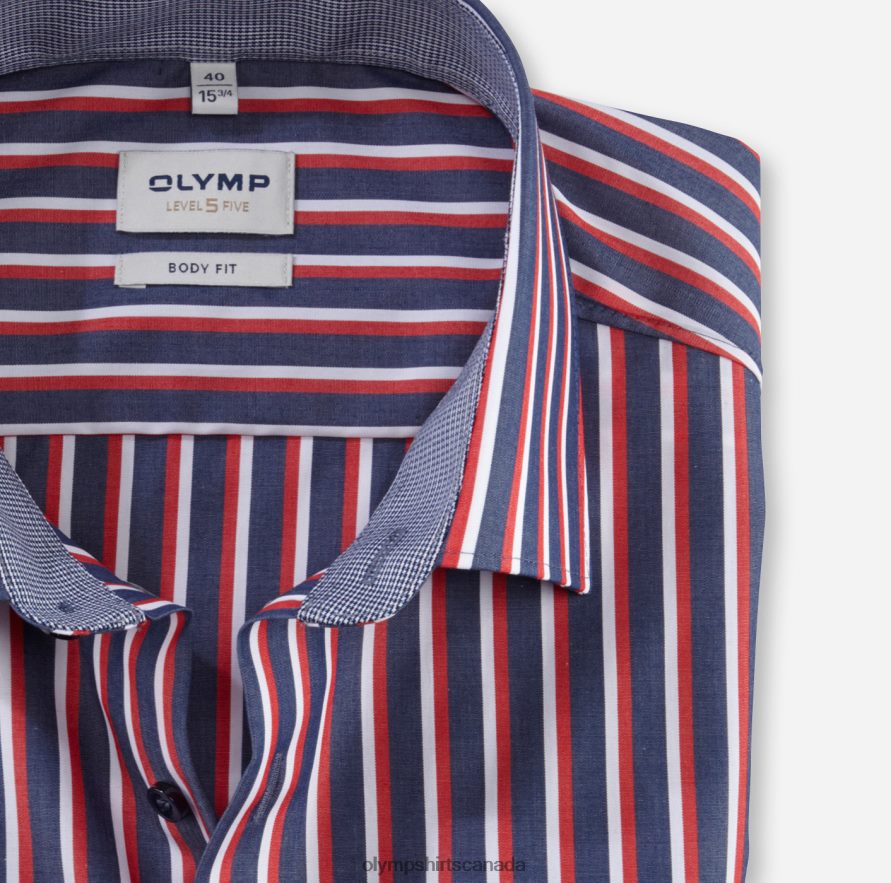 OLYMP Level Five Body Fit Business Shirt New York Kent Red H2P42H661 Clothing