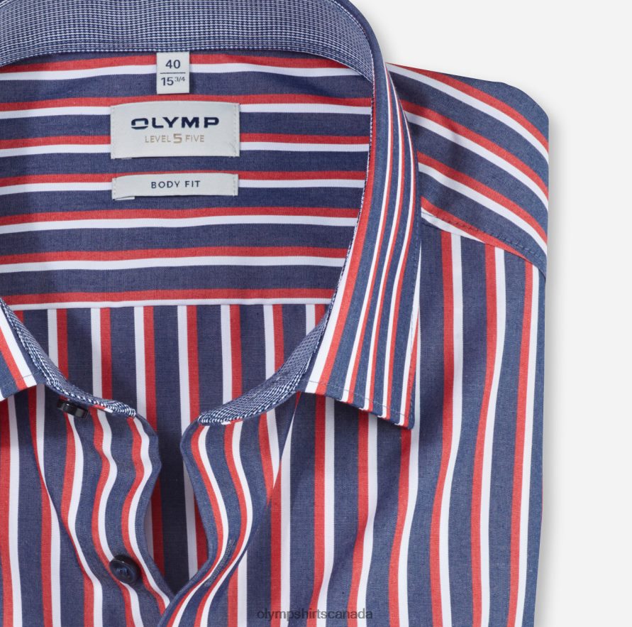 OLYMP Level Five Body Fit Business Shirt New York Kent Red H2P42H787 Clothing